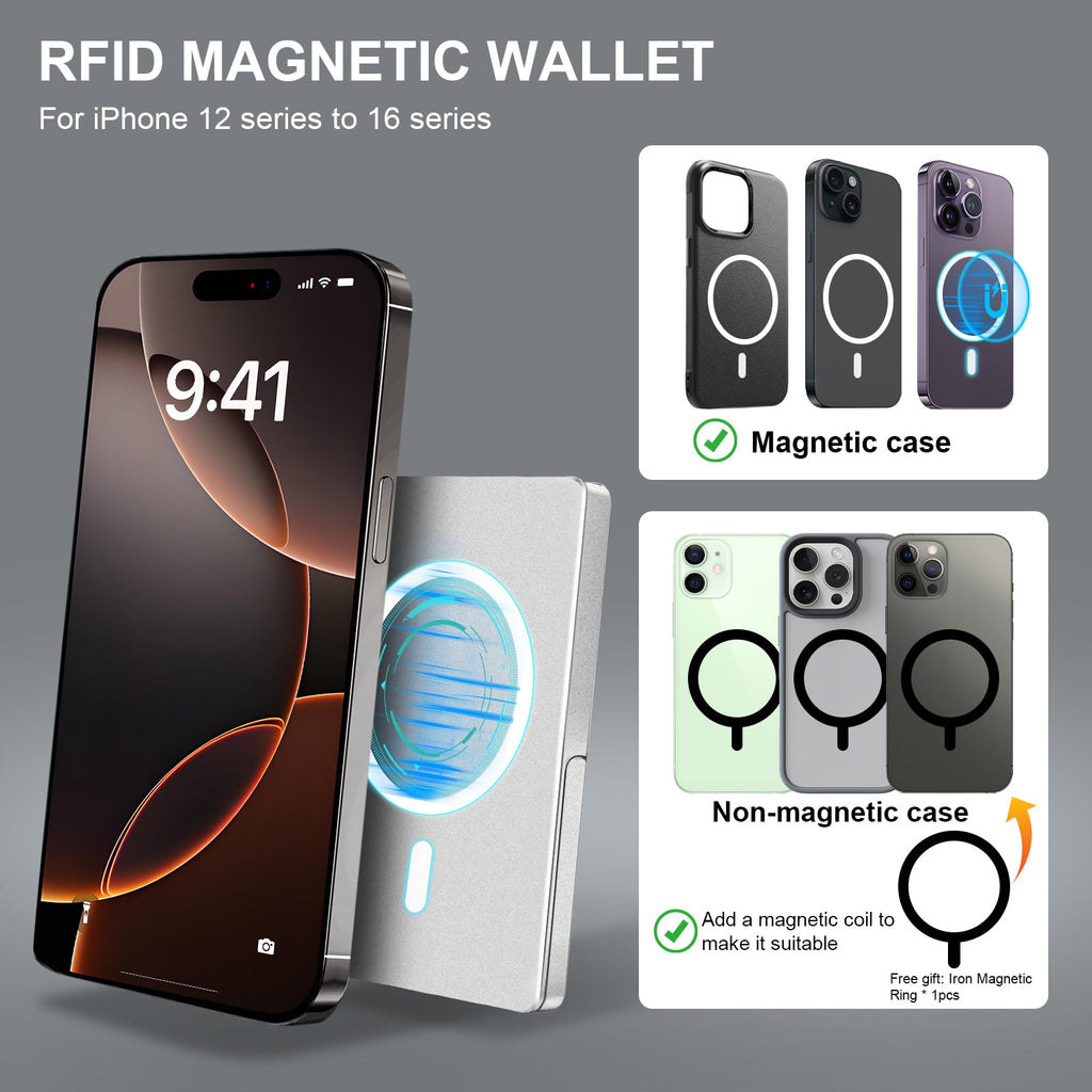 Premium MagSafe Kartenhalter aus Metall – Ultradünne RFID-Blocker Wallet mit Pop-Up & Standfunktion (TOYFID)
