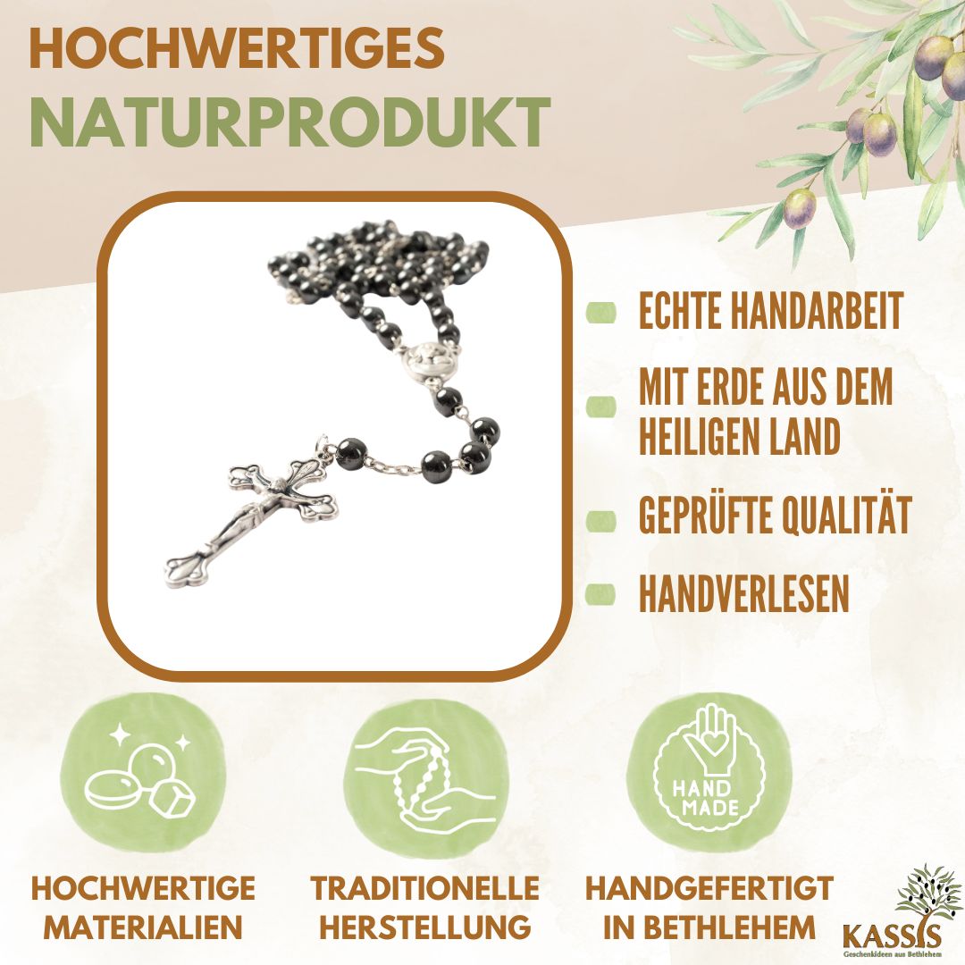 Rosenkranz mit runden Hämatitperlen-1