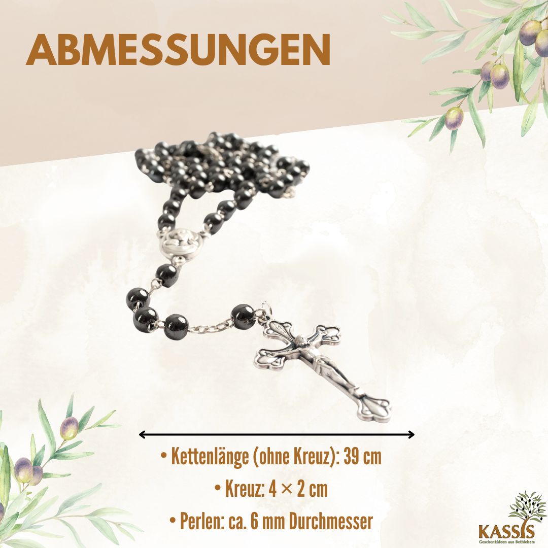 Rosenkranz mit runden Hämatitperlen-2