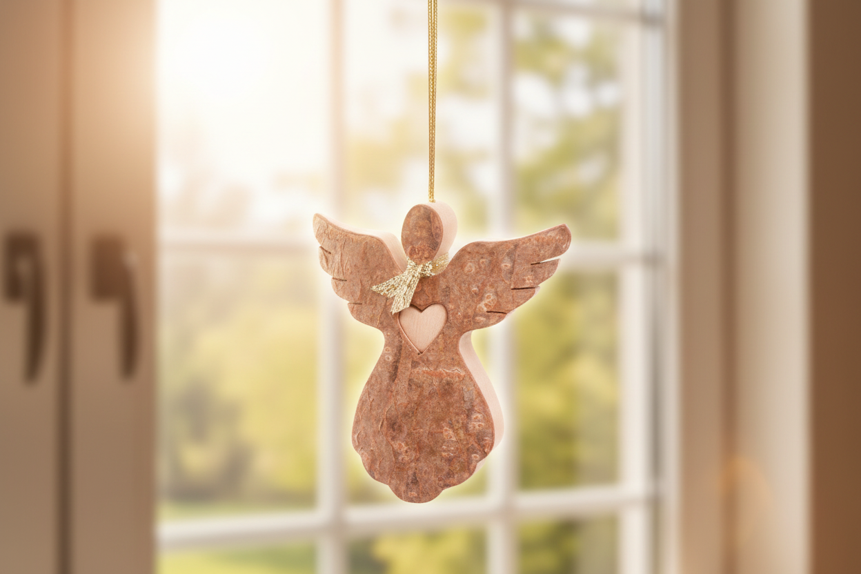 Thankgoods Rindenengel mit Herz als Anhänger-3
