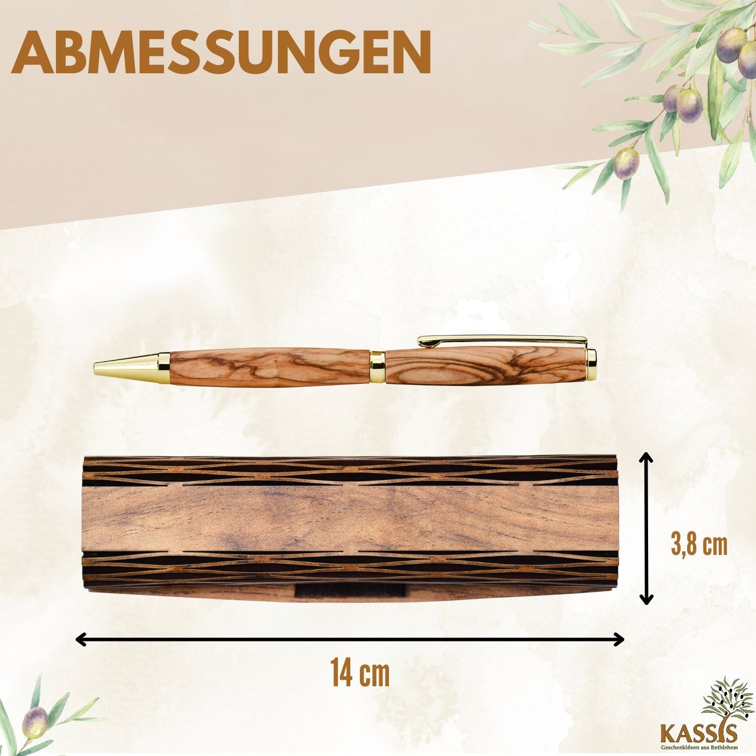 Ballpoint pen with wooden box made of olive wood-2