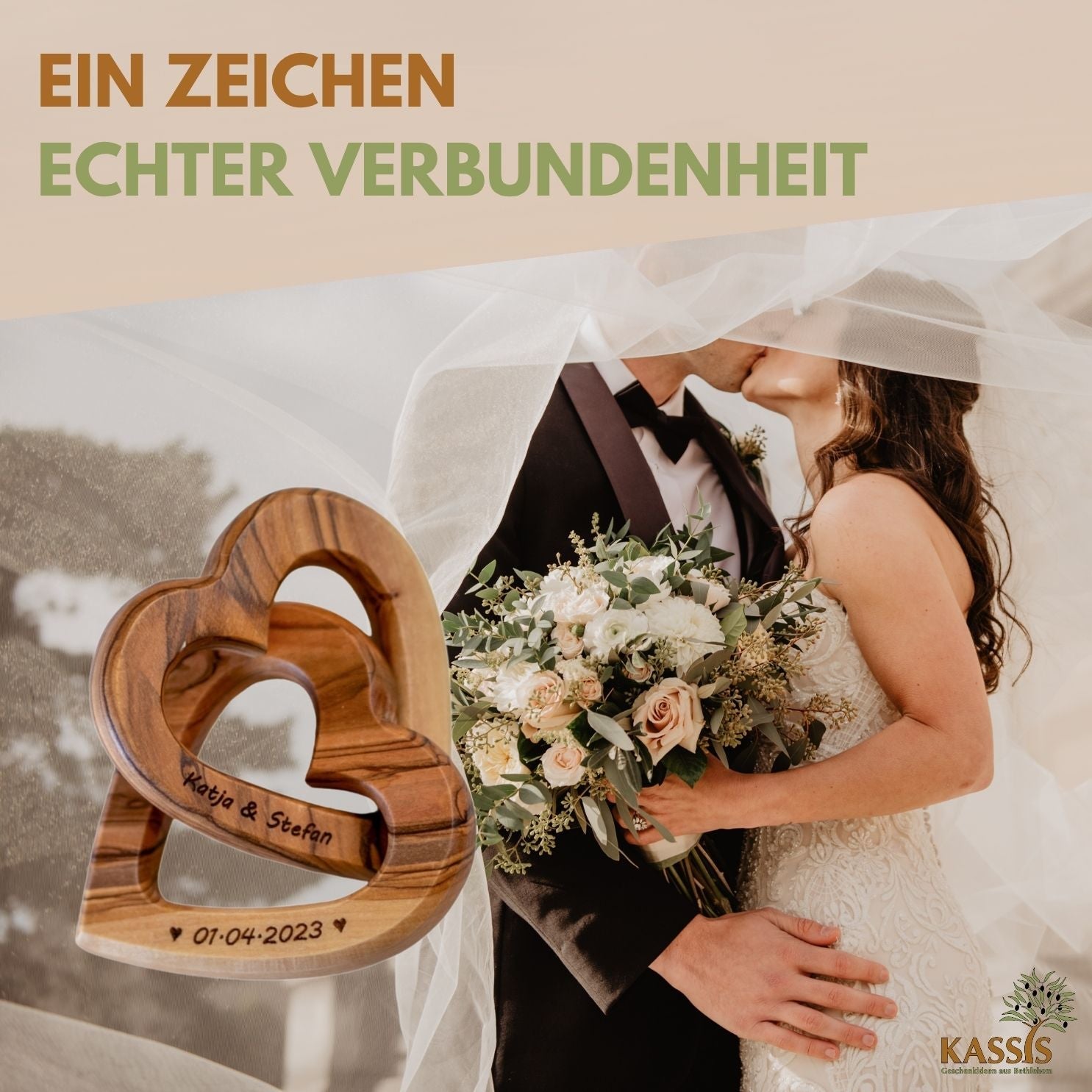 Olivenholz Verbundene Herzen schönes Geschenk zur Hochzeit Verlobung Jubiläum Valentinstag