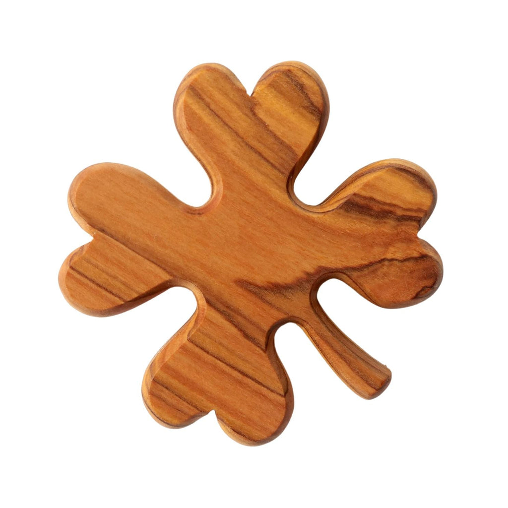 Cloverleaf as a lucky charm made of olive wood-0