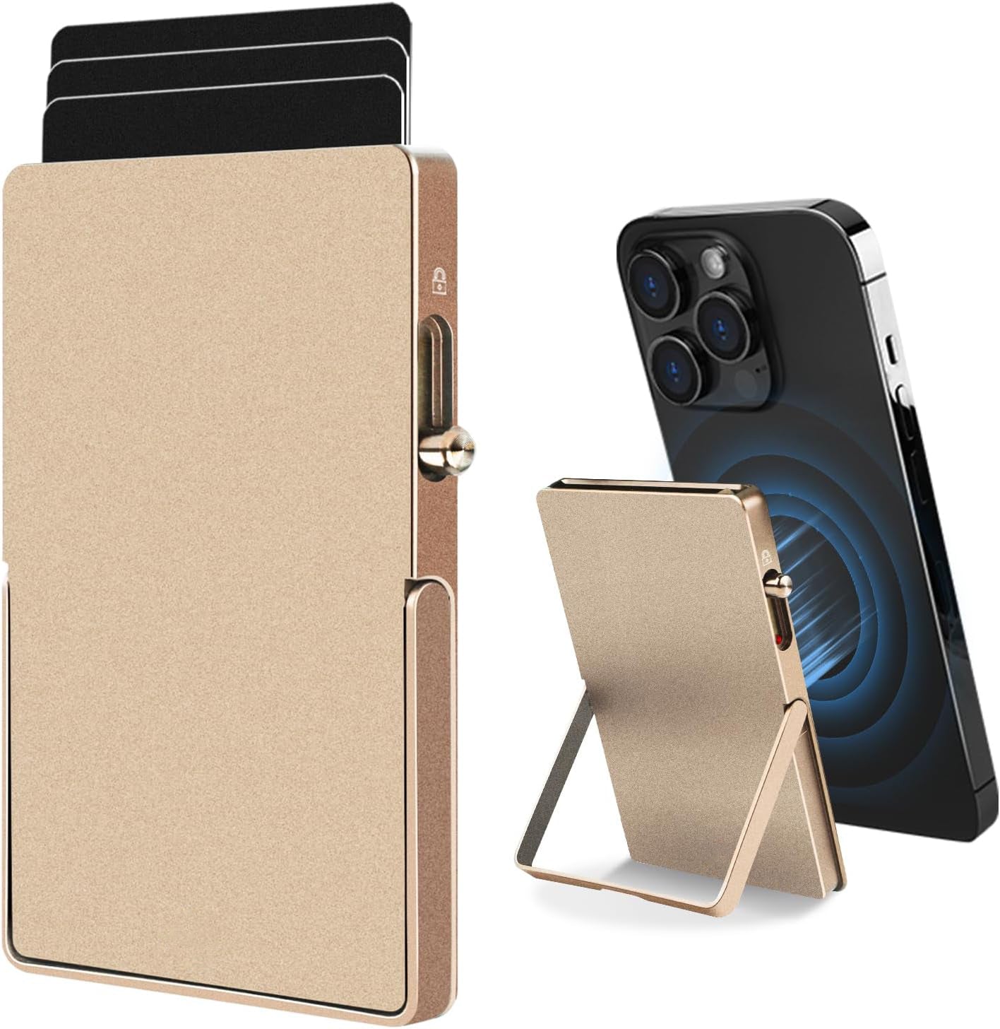 Premium MagSafe Kartenhalter aus Metall – Ultradünne RFID-Blocker Wallet mit Pop-Up & Standfunktion (TOYFID)