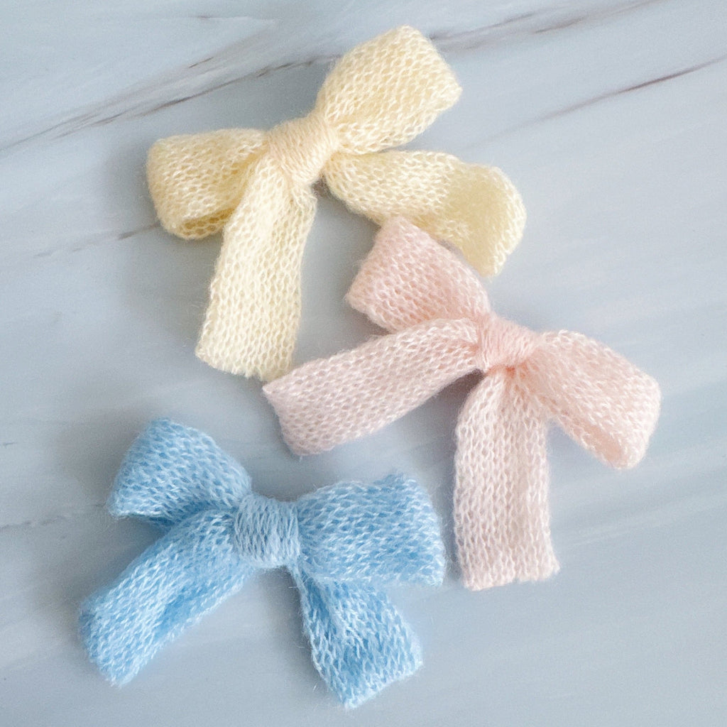 Cozy Knit Bow Hair Clip Set – Pastel Charm Accessories-1