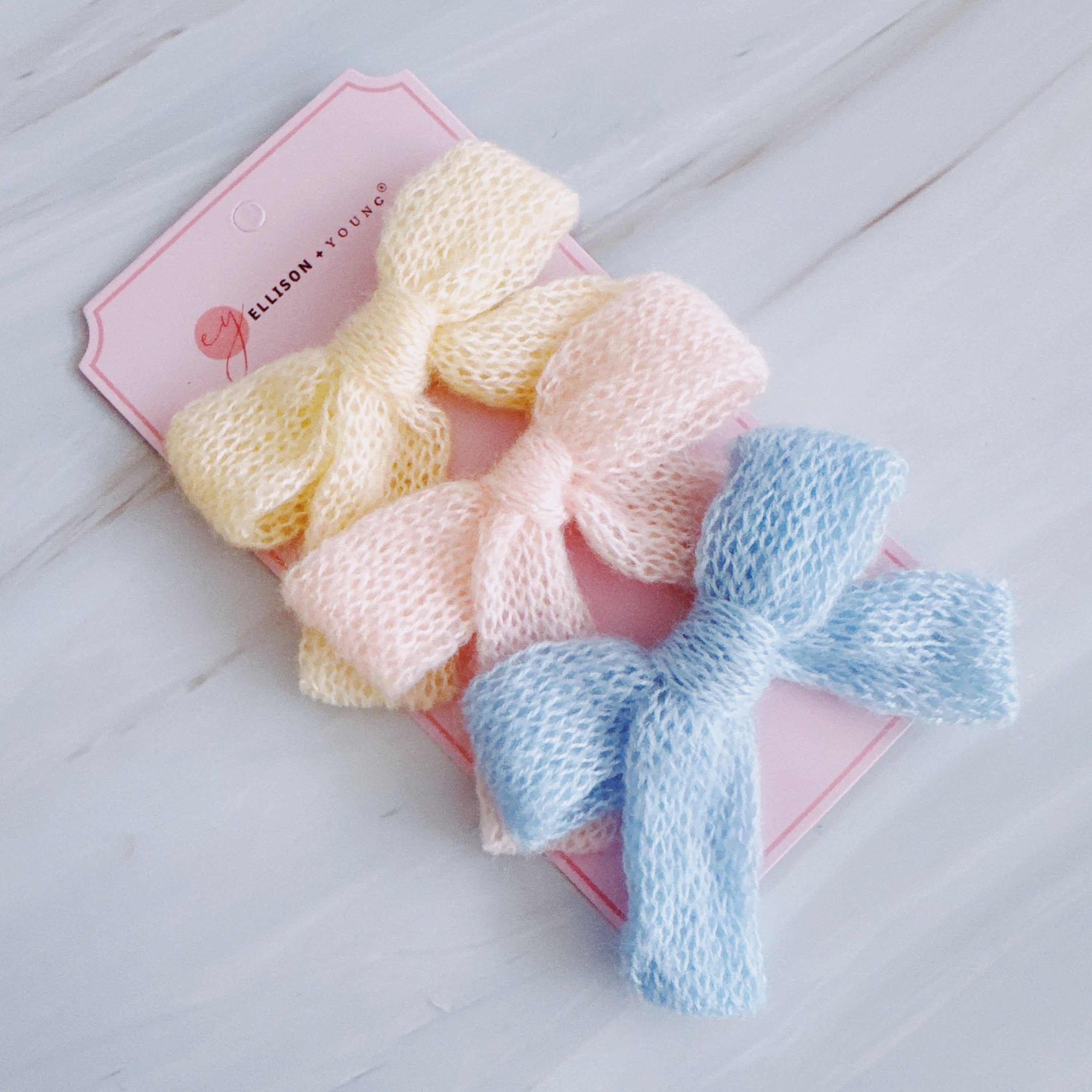 Cozy Knit Bow Hair Clip Set – Pastel Charm Accessories-2