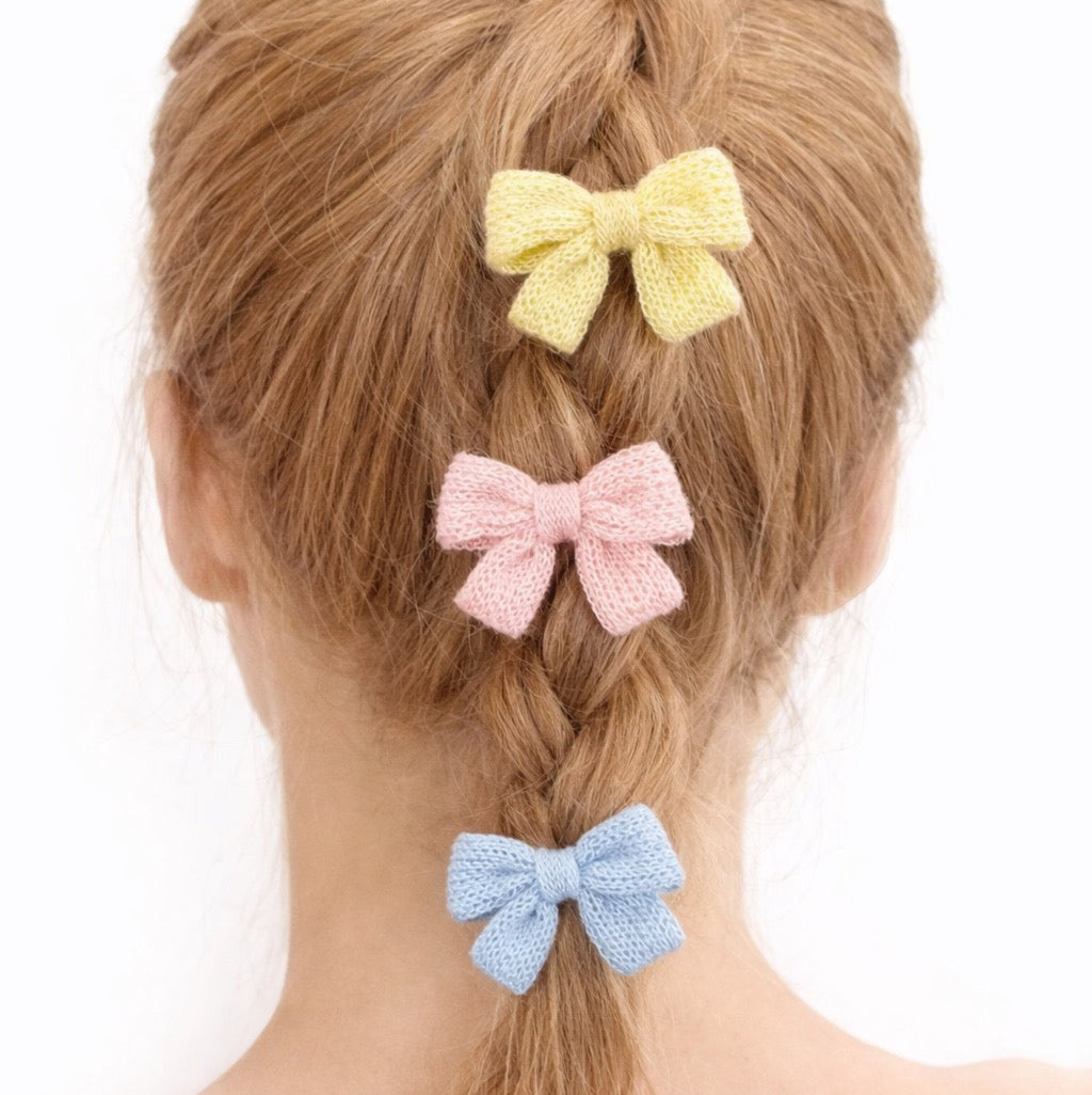 Cozy Knit Bow Hair Clip Set – Pastel Charm Accessories-3