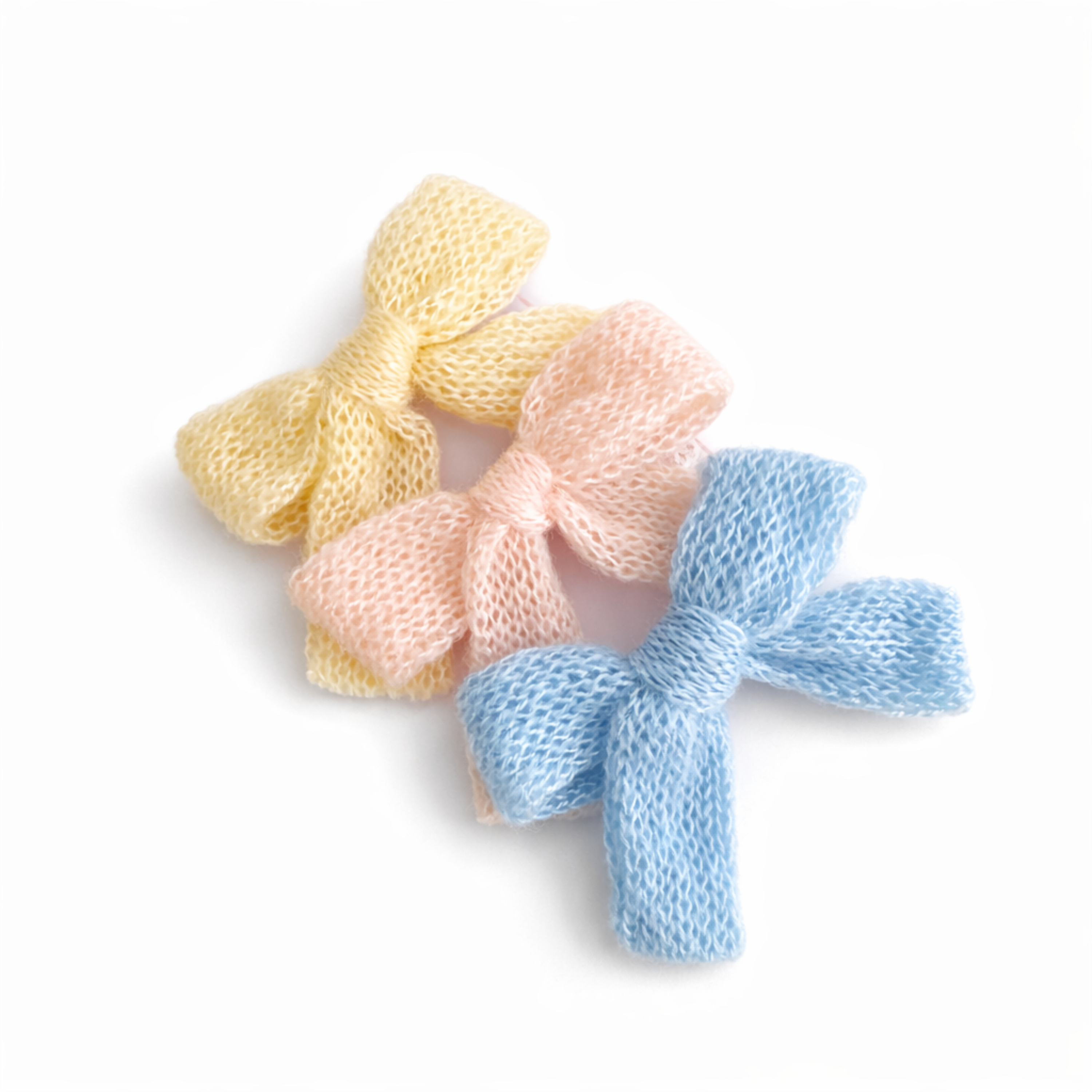 Cozy Knit Bow Hair Clip Set – Pastel Charm Accessories-0