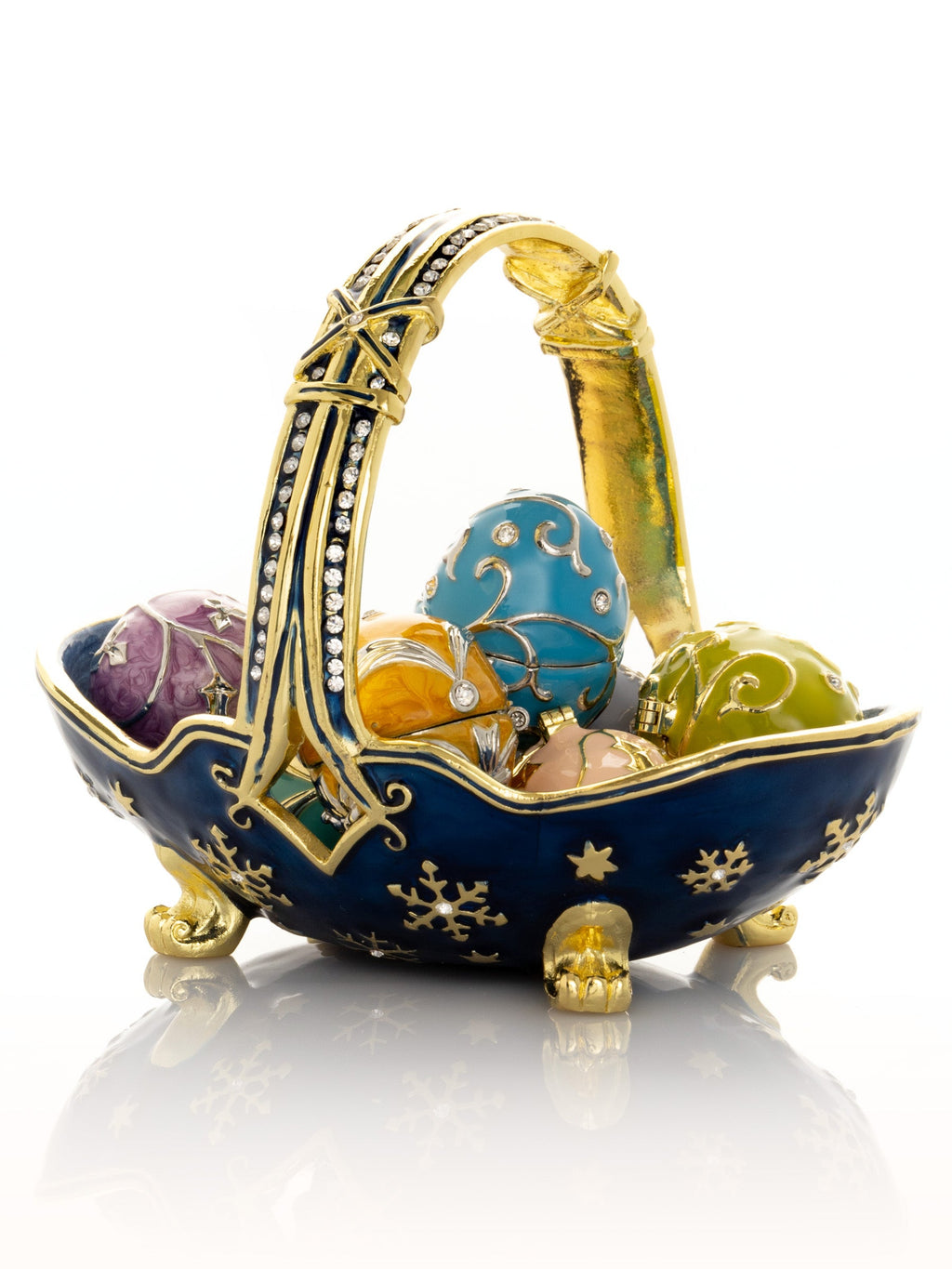 Blue Basket Carring Small Faberge Eggs-2