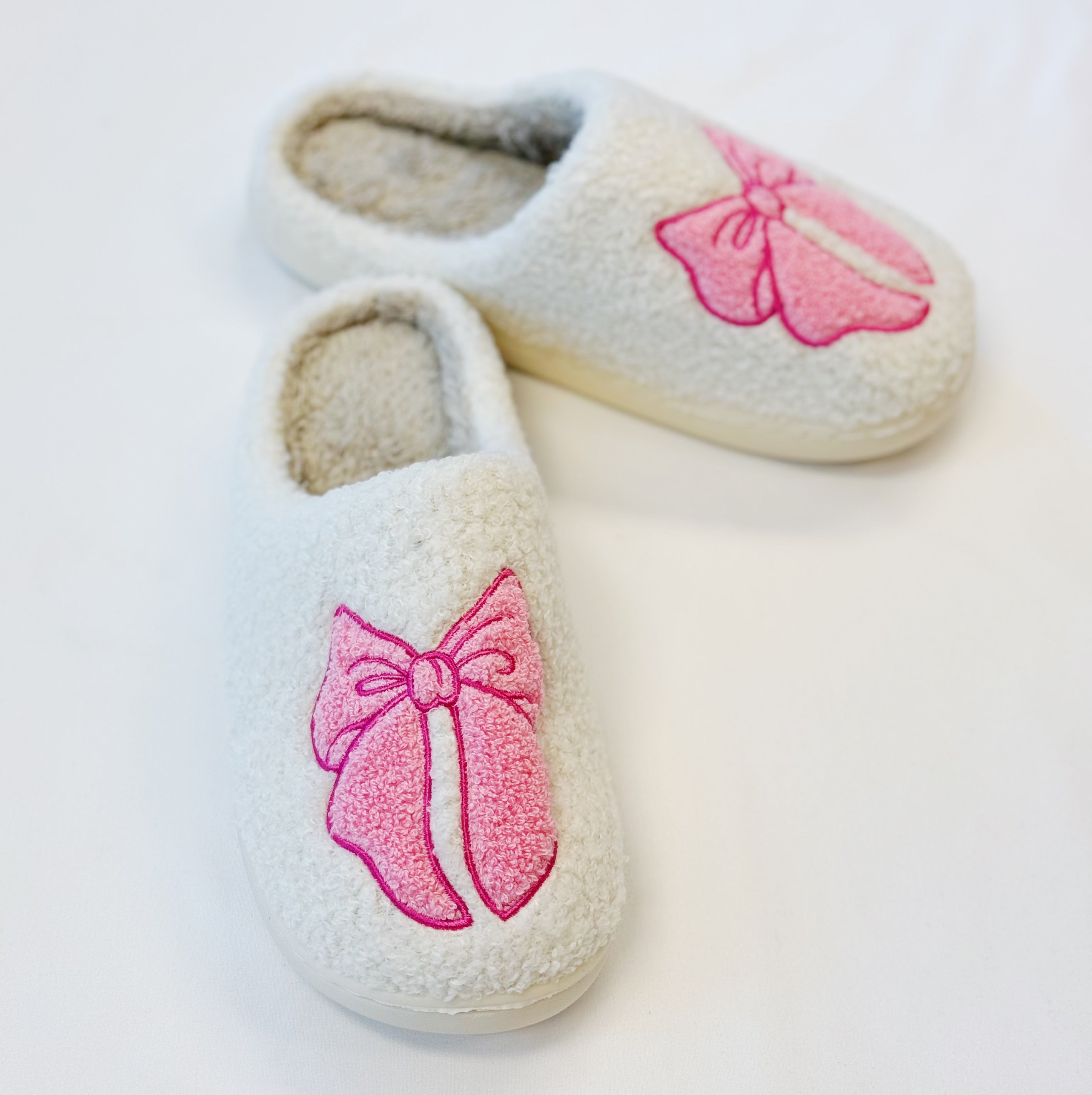 Pink Lounge Bow Cozy Slippers-0
