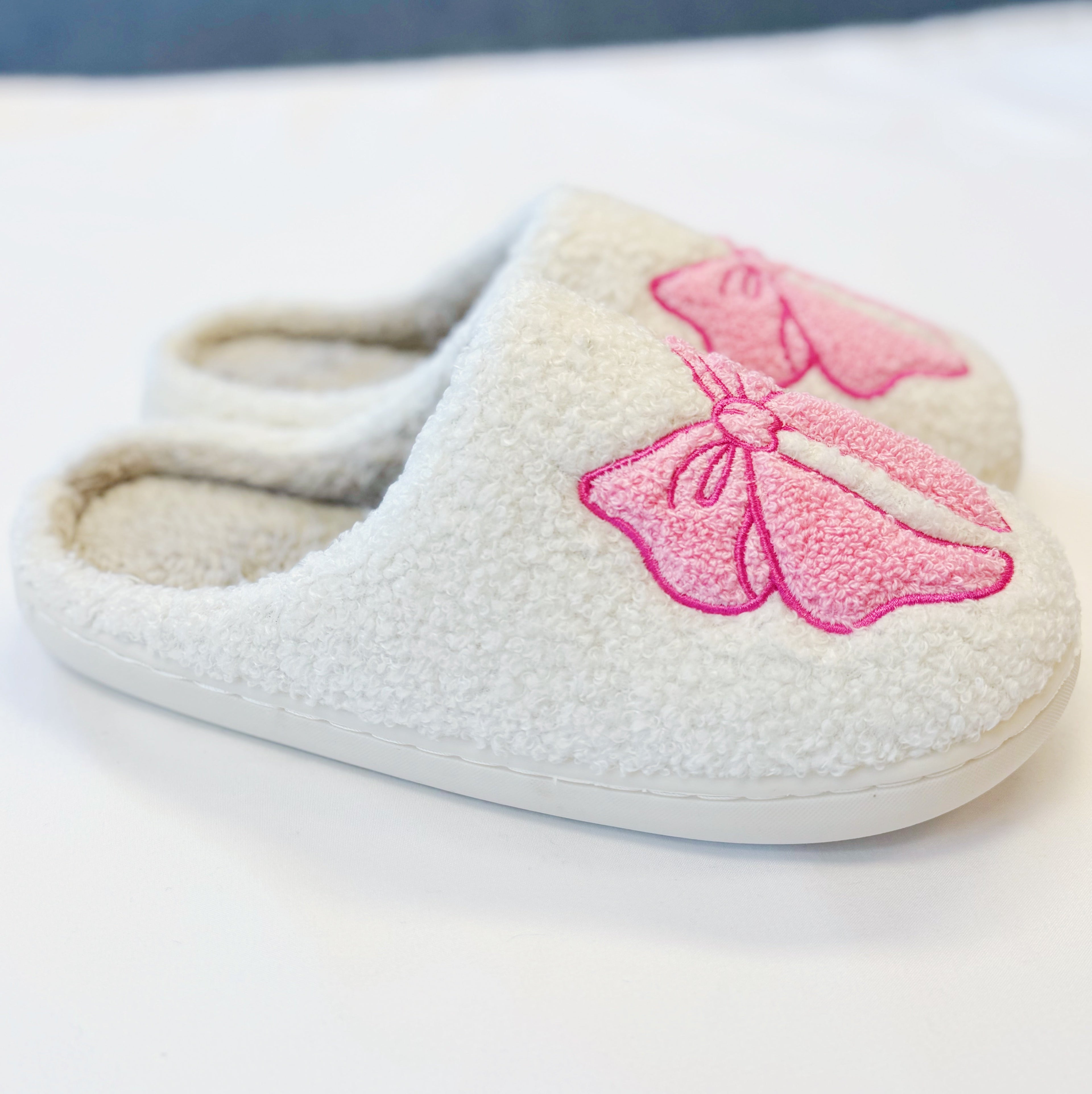 Pink Lounge Bow Cozy Slippers-3