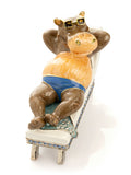 Relaxing Hippo on Sun Lounger Trinket Box-0