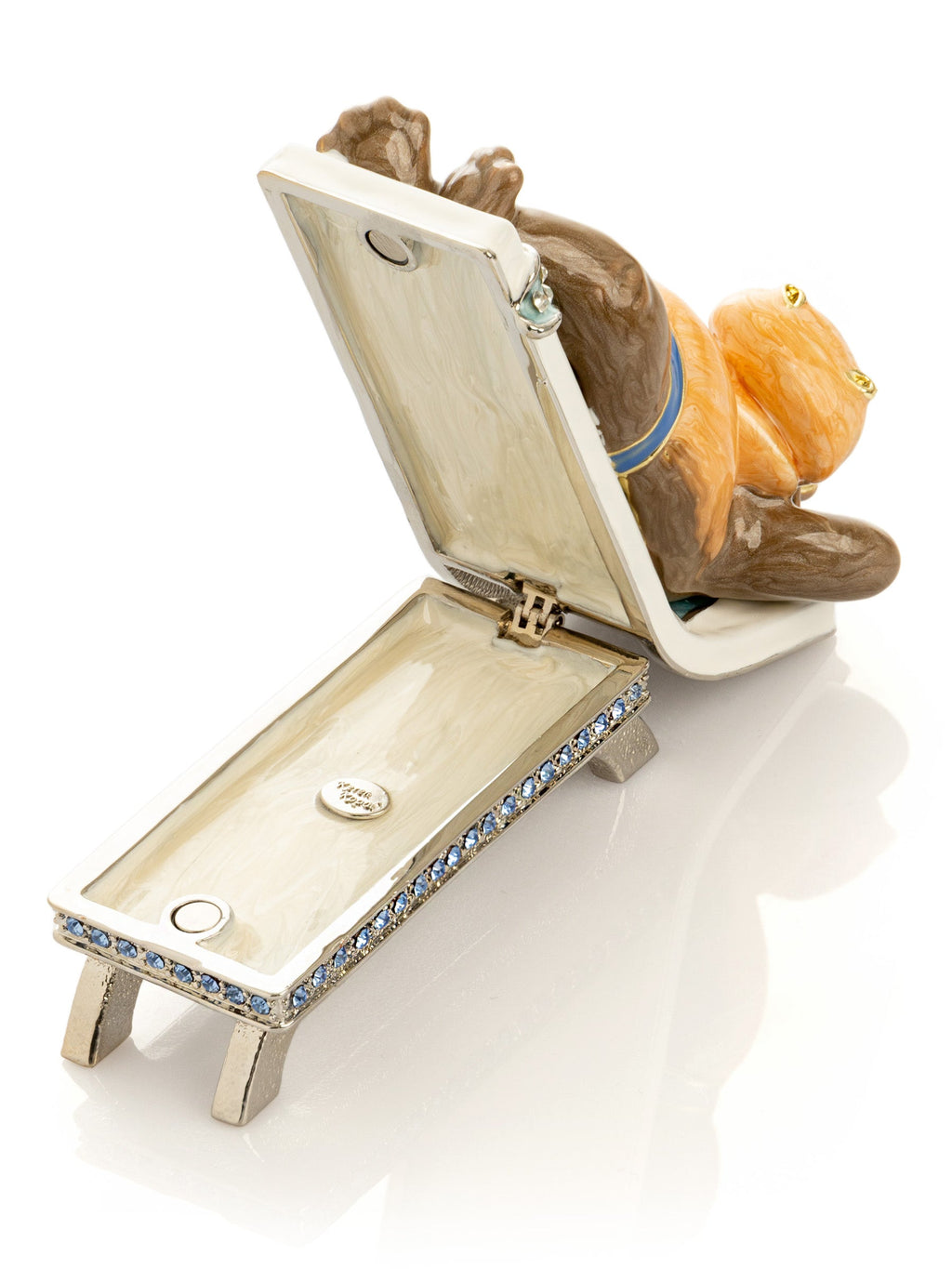 Relaxing Hippo on Sun Lounger Trinket Box-4