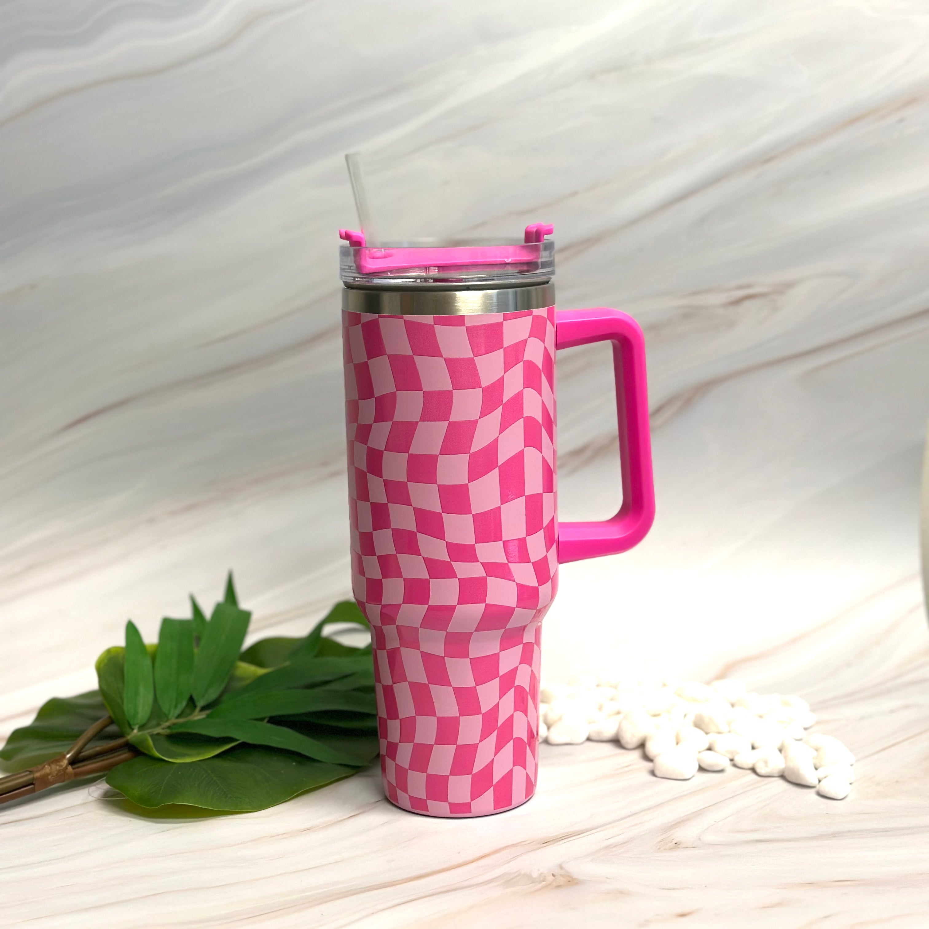 Stylish Checker Large Water Cup With Handle-1
