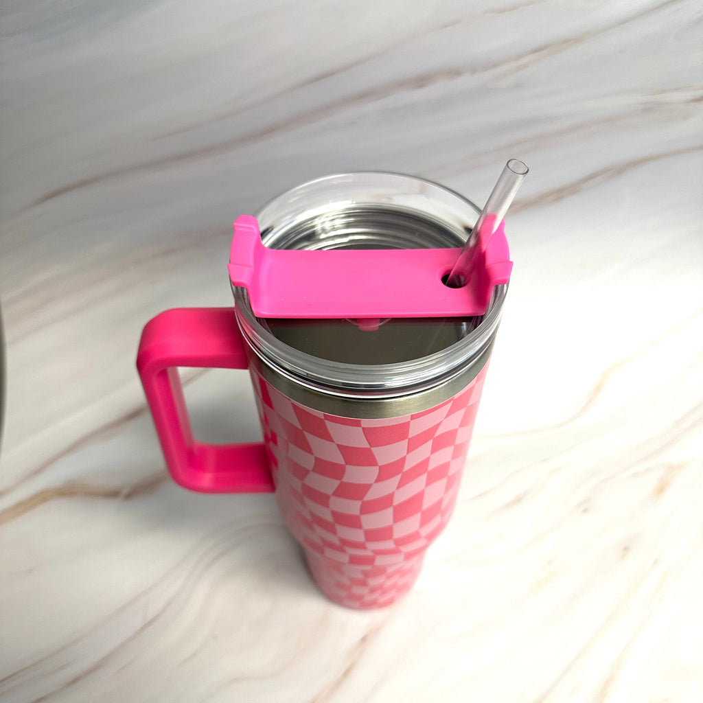 Stylish Checker Large Water Cup With Handle-4