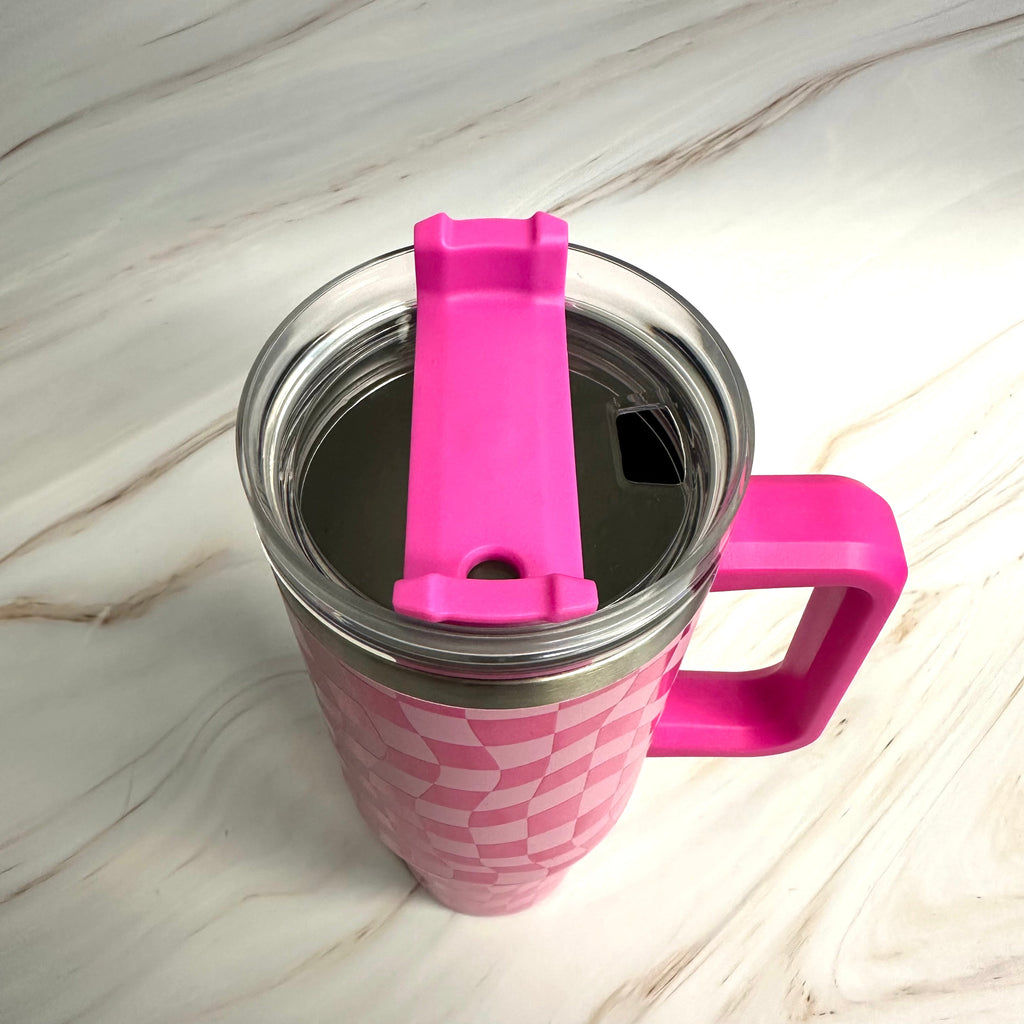 Stylish Checker Large Water Cup With Handle-3