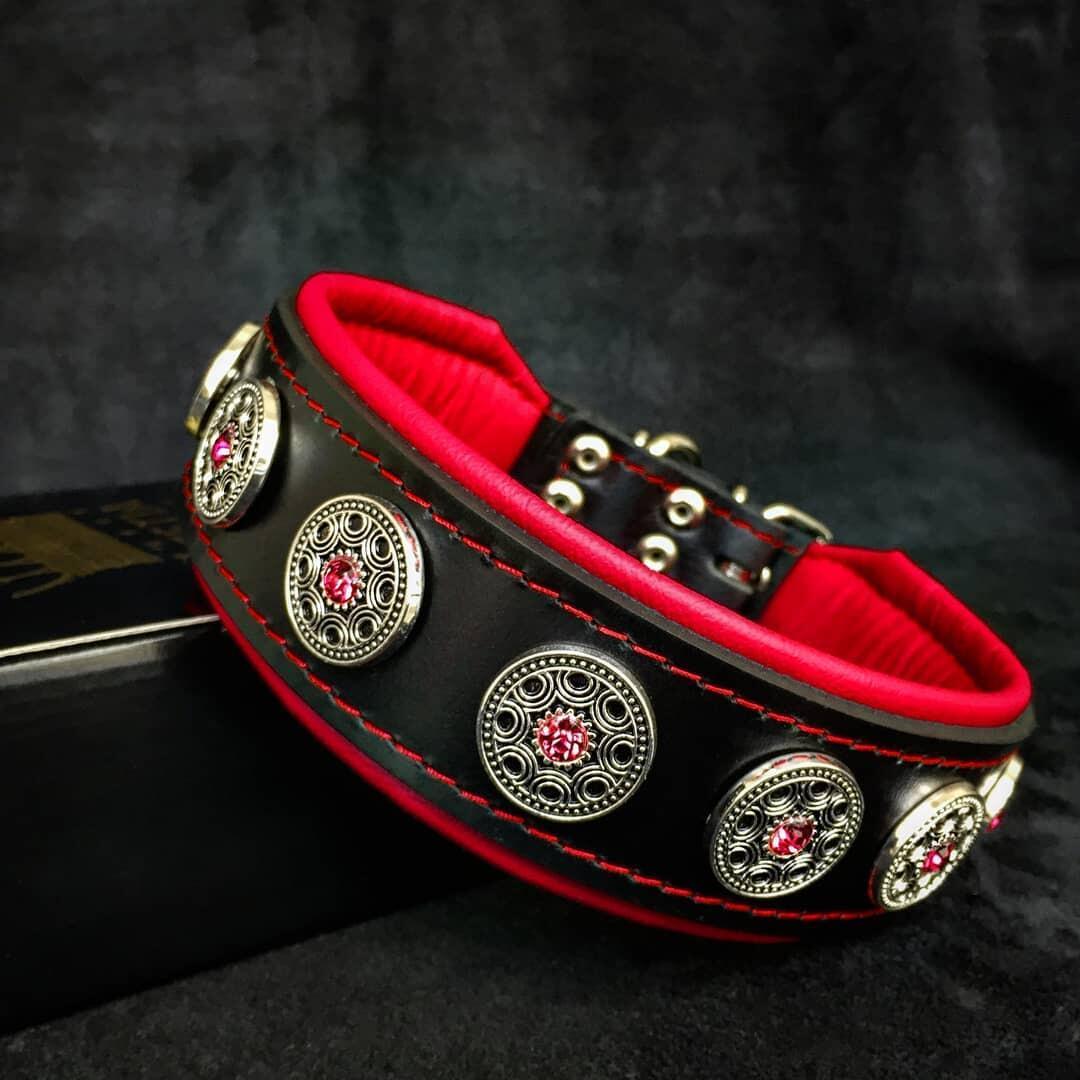 🐶 „Bijou“ Halsband – Schwarz & Rot