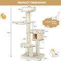 NNECW 4-Layer Solid Wood Cat Tree for Kitten & Adult Cat
