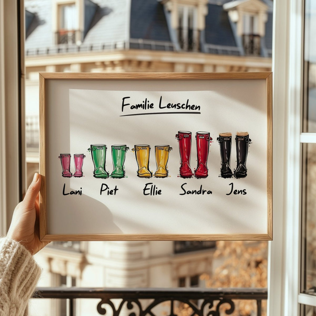 Personalisiertes Namen Gummistiefel Poster ·  Geschenkidee · Deko Print ohne Rahmen-2