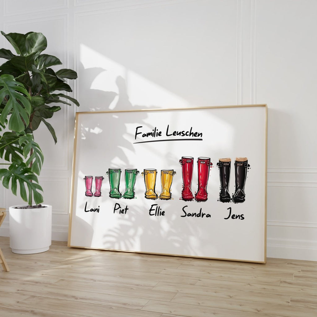 Personalisiertes Namen Gummistiefel Poster ·  Geschenkidee · Deko Print ohne Rahmen-1
