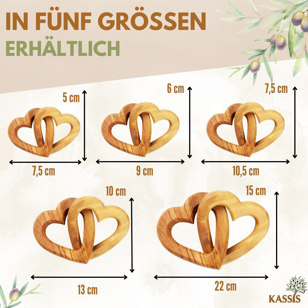 Olivenholz Verbundene Herzen schönes Geschenk zur Hochzeit Verlobung Jubiläum Valentinstag